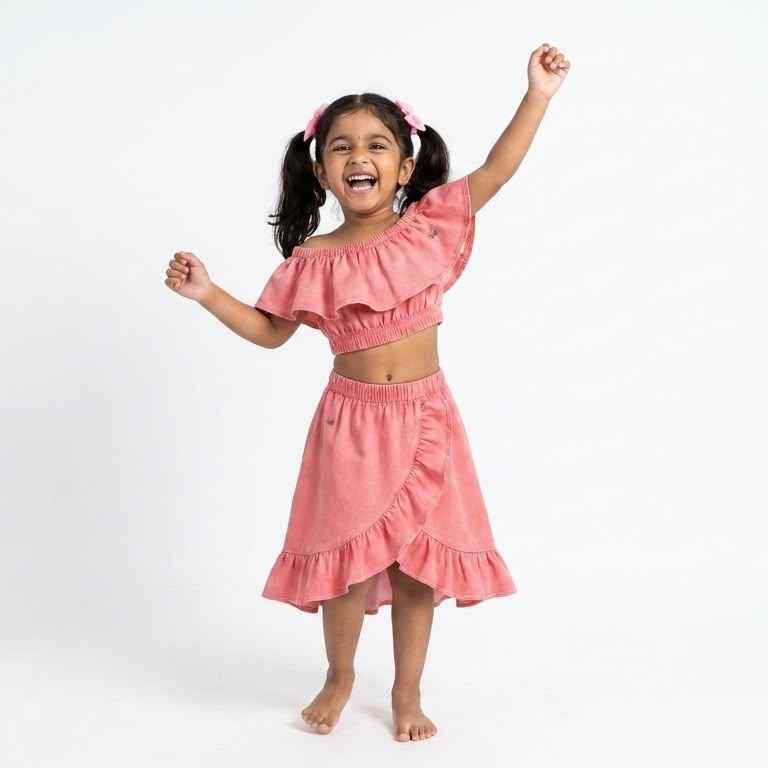 Coral Breeze Ruffle Co-ord Set